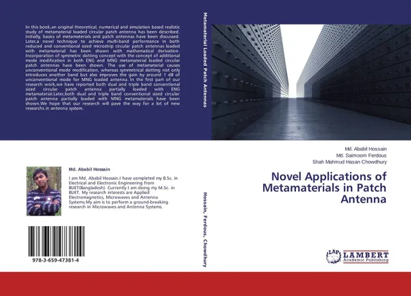 Обложка книги Novel Applications of Metamaterials in Patch Antenna, Md. Ababil Hossain,Md. Saimoom Ferdous and Shah Mahmud Hasan Chowdhury