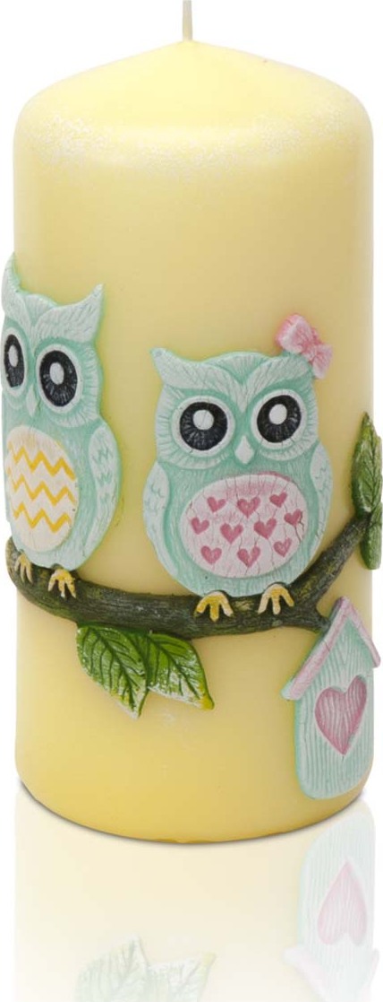 фото Свеча Bartek Funny Owls, желтый, серый, 13 х 6 х 6 см