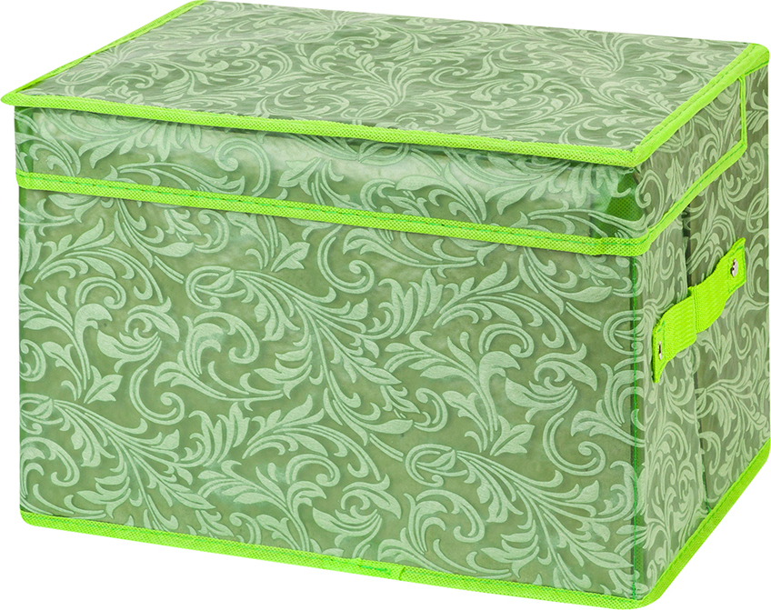 фото Кофр складной для хранения 33х23х23 см EL Casa "Королевский узор" зеленый с двумя ручками