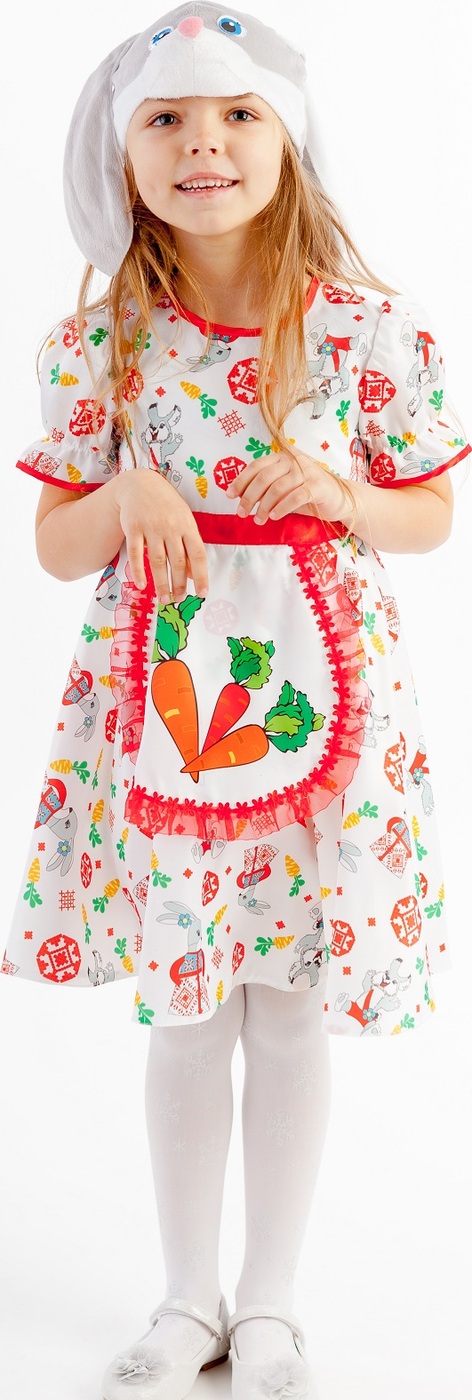 фото Карнавальный костюм Зайка Лена платье, маска размер 122-64 Пуговка