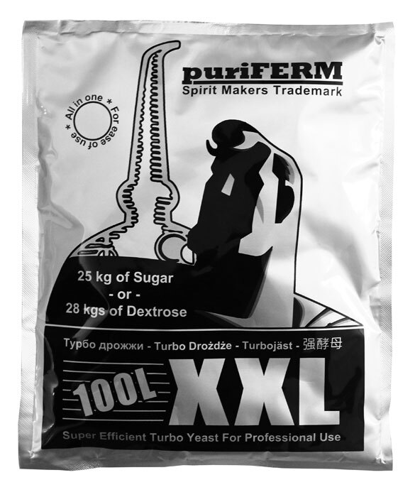 Спиртовые дрожжи для самогона. Дрожжи Puriferm XXL Turbo 100l. Дрожжи Puriferm XXL Turbo 100l, 350 гр. Турбодрожжи спиртовые 