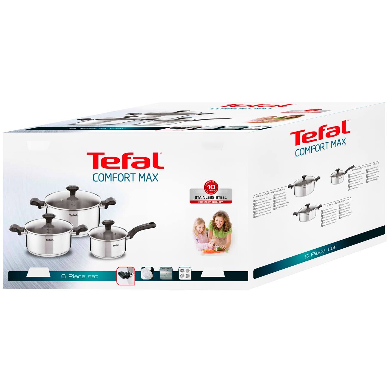 Tefal comfort max 20 см c9734474. Набор посуды Tefal c973s674 Comfort Max. Набор кастрюль Тефаль комфорт Макс 6 предметов. Tefal Comfort Max 6шт. Набор посуды нержавейка Tefal Comfort Max 6шт.