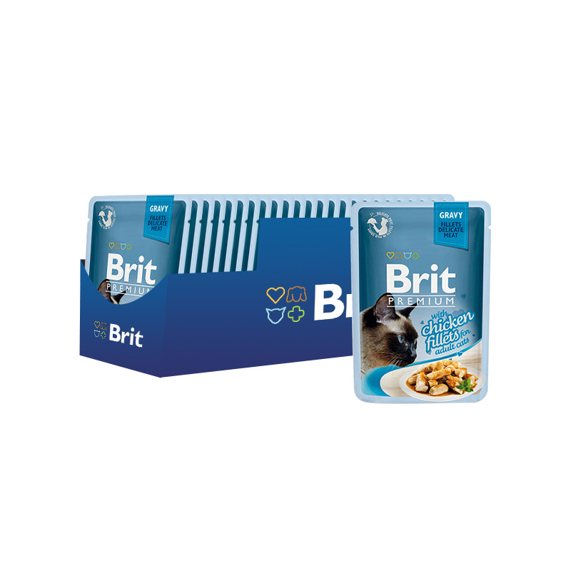 Корм для кошек BRIT Premium Cat Gravy Кусочки из куриного филе в соусе ...
