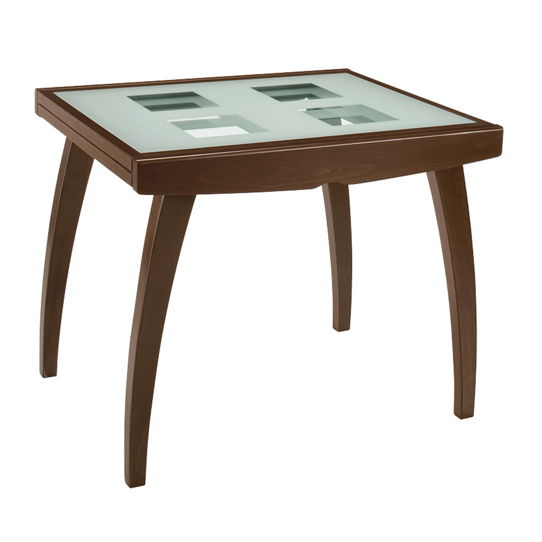 Стеклянный стол на деревянной основе