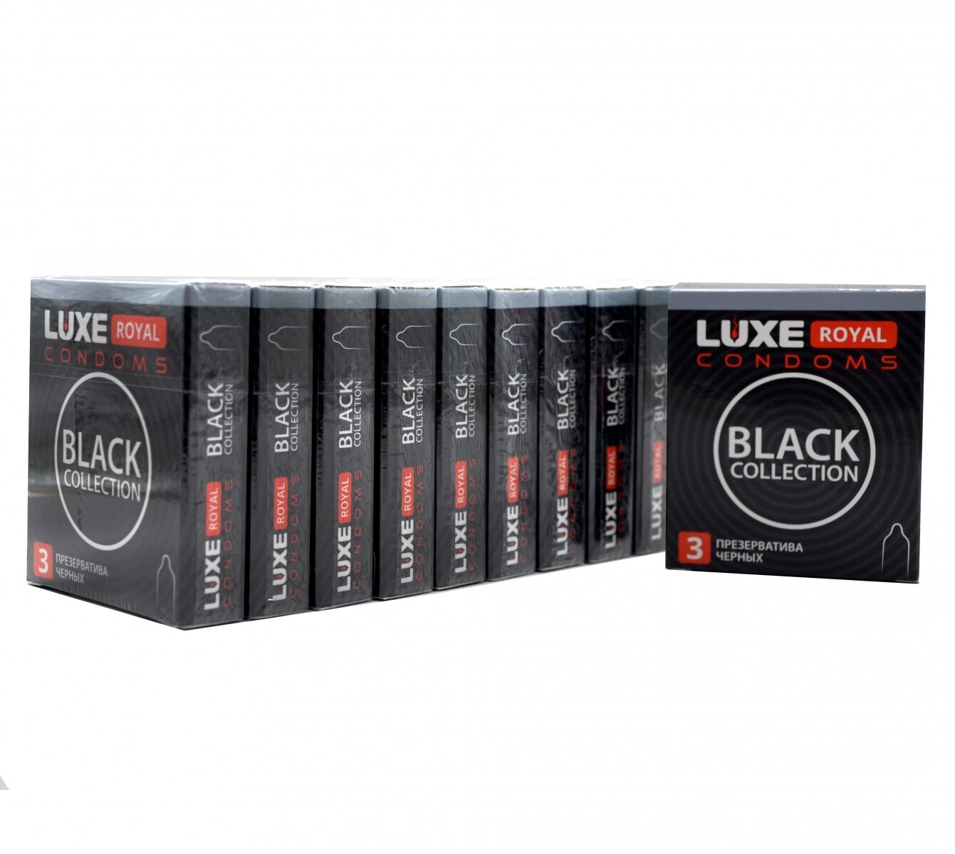 10 пачек презервативов LUXE ROYAL Black Collection по 3 шт