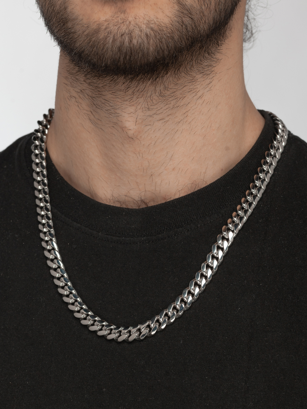 Мужская серебряная цепочка на шею фото