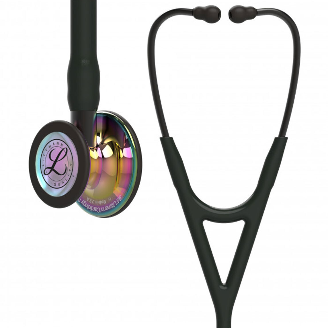 Стетоскоп 3M Littmann Cardiology IV, черная трубка, радужная акустическая головка, 69 см, 6240