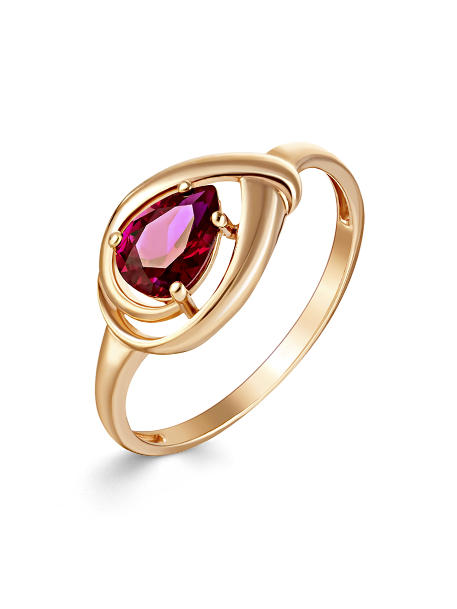 SamoroDki Jewelry Кольцо с корундом рубином огранки "груша" из серебра 925 пробы