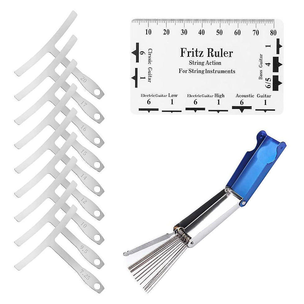 наборинструментовдляремонтагитары:9-шт.линейкадлянастройкивысотыструнифайлыдлябриджа,седелигайек