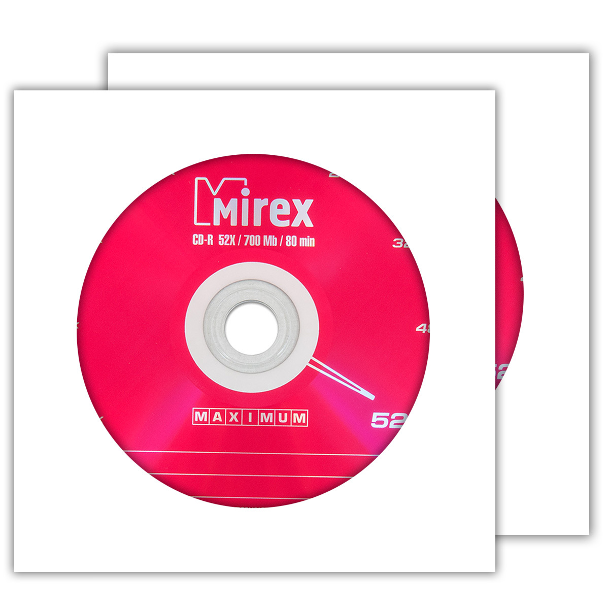 Диск Mirex CD-R 700Mb MAXIMUM 52X в бумажном конверте с окном, 2 шт ...