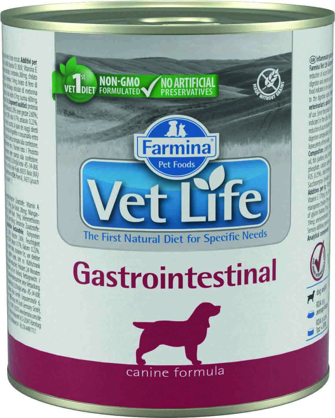 Влажный корм Vet Life Dog Gastrointestinal консервы для собак при ЖКТ с курицей, 300 г.