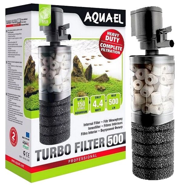 AQUAEL TURBO FILTER 500 Внутренний фильтр для аквариумов от 150 л, 500 л/ч, 4,4w