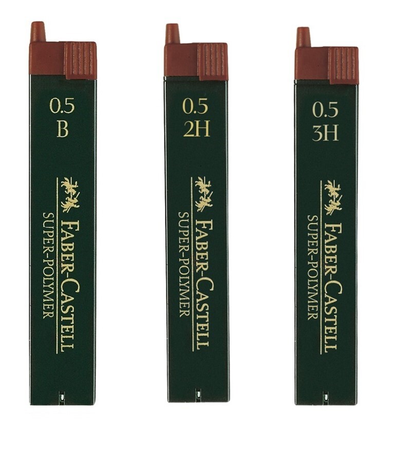 Грифели Faber-Castell Super-Polymer 0,5 мм, твердость B + 2H + 3H, 3 тубы по 12 шт.