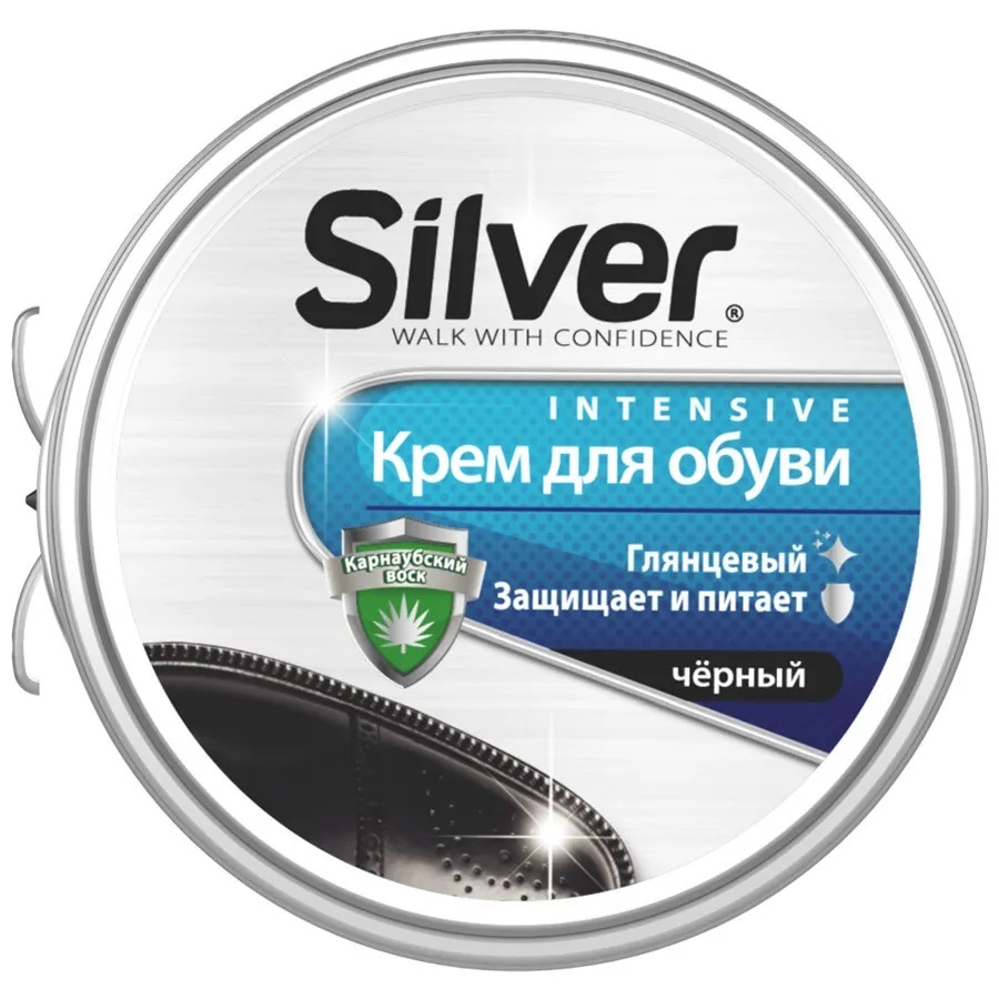 Крем-блеск для обуви Silver черный банка 50мл