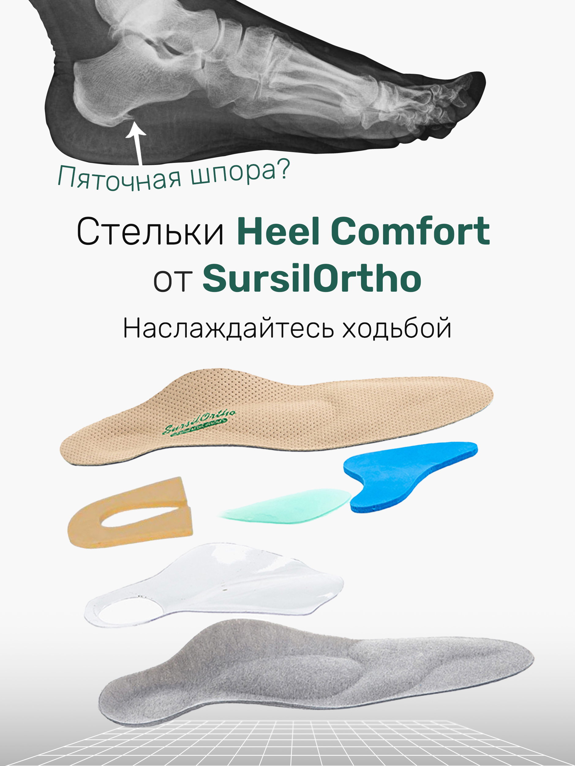 Ортопедические стельки от боли при пяточной шпоре Heel Comfort SO-M5M-215