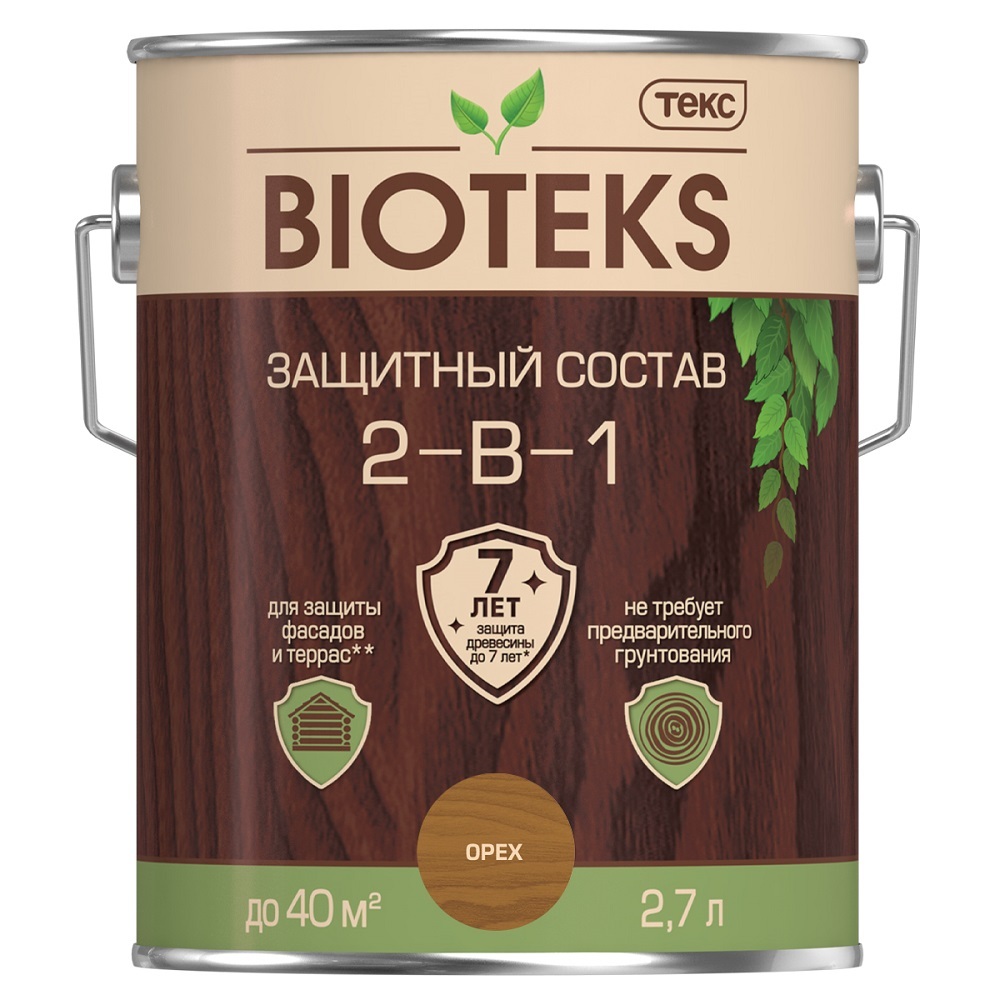 Защитный состав 2-в-1 BIOTEKS орех 2,7л