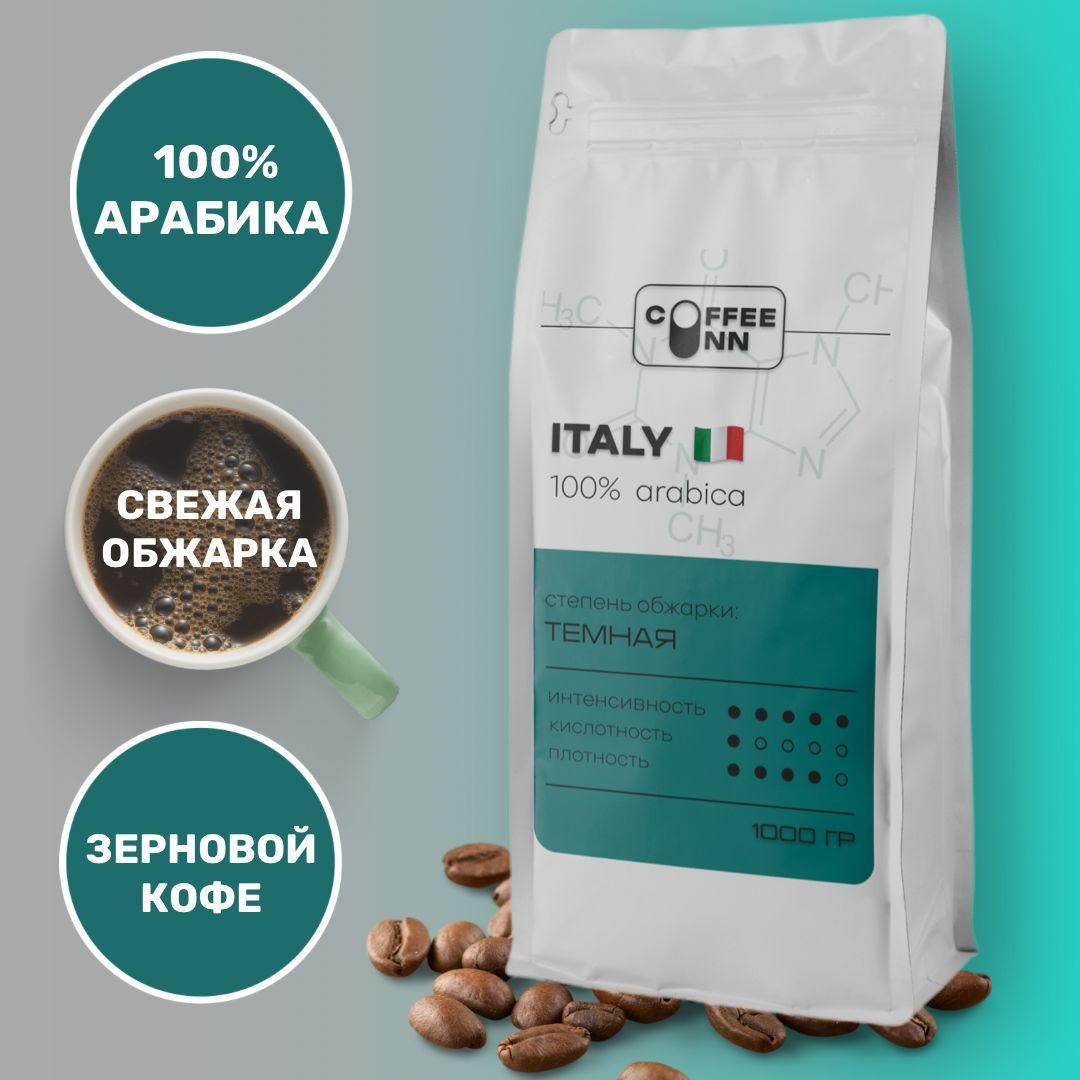 Кофе в зернах 1 кг ИТАЛИЯ 100% арабика свежая обжарка СOFFEE INN Arabica/итальянская обжарка/бразилия