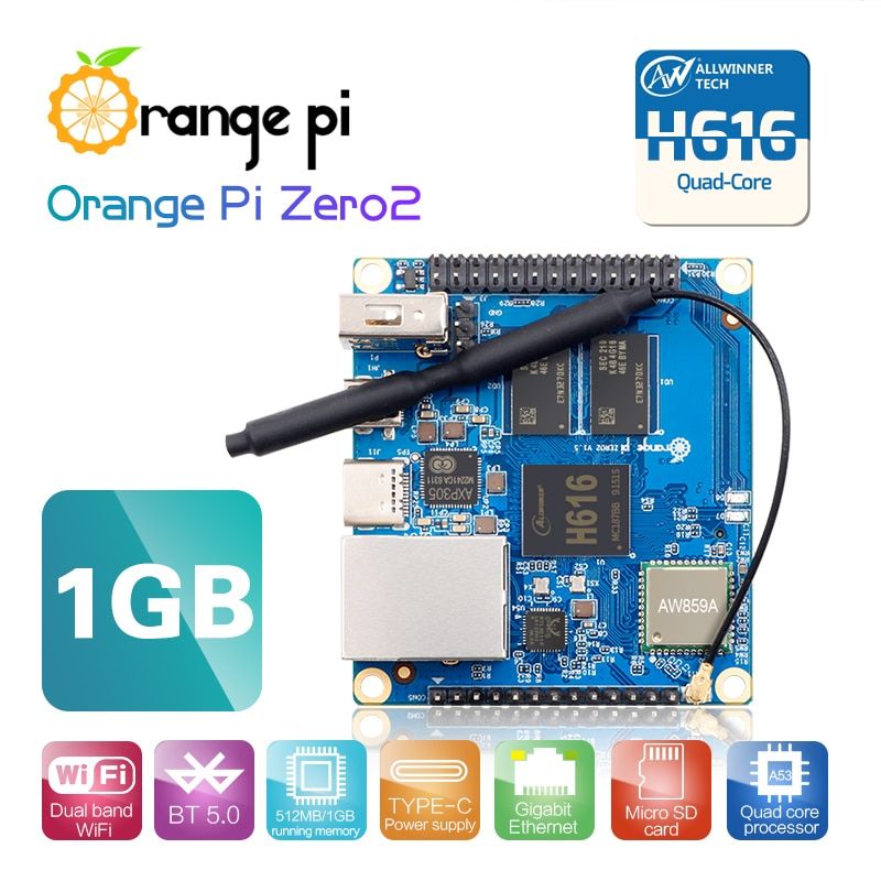 Orange Pi Zero 2 1ГБ H616 микрокомпьютер / мини компьютер