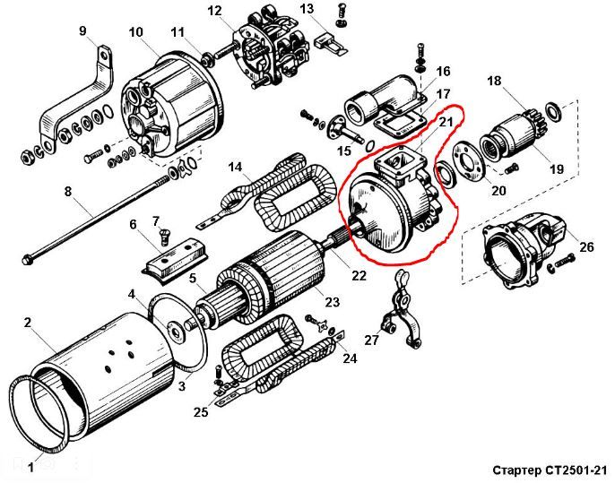Стартер ст 25 для дизеля 6ч12 14 схема