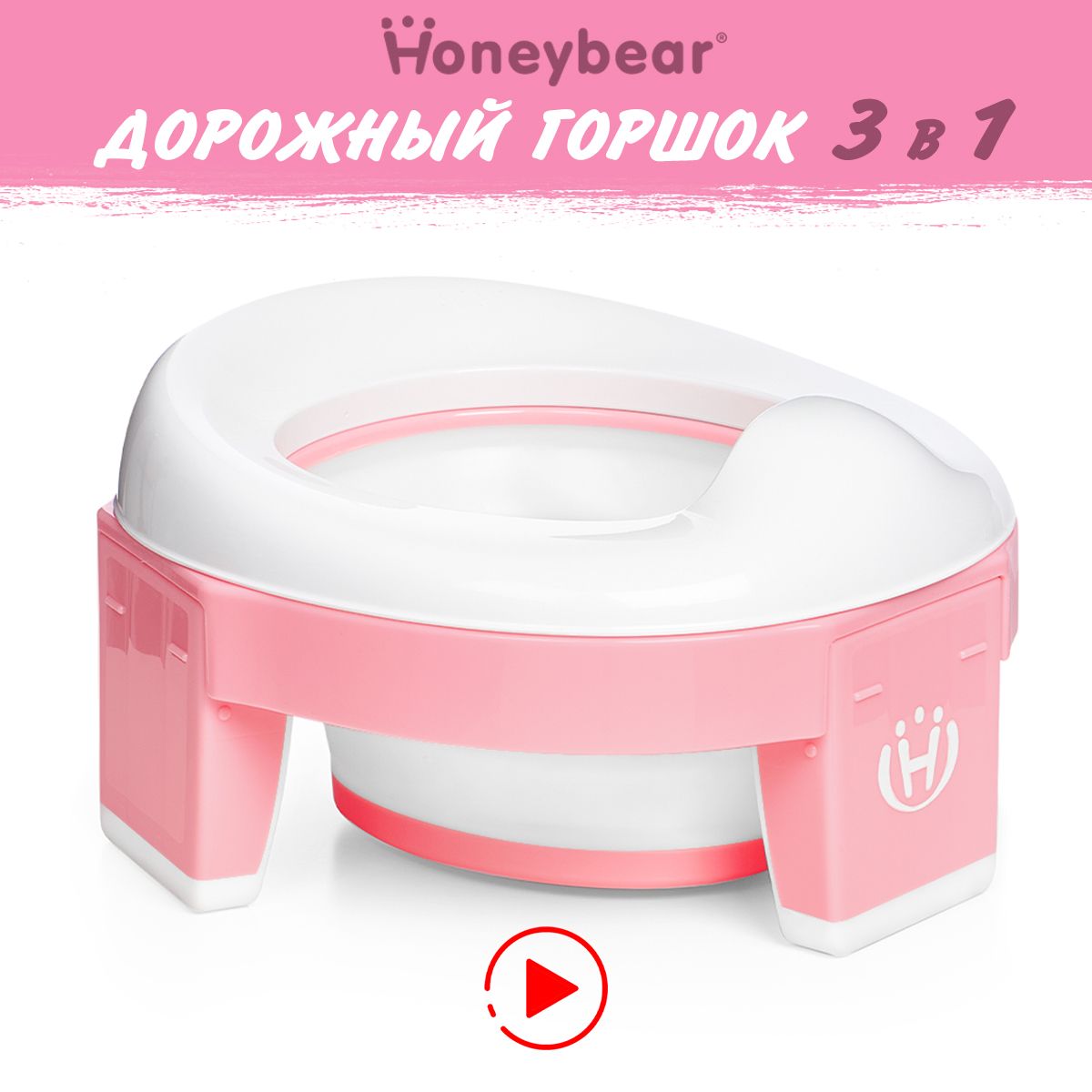 Горшок детский складной 3 в 1 Twinset / Honeybear, дорожный горшок,  накладка на унитаз, силиконовая вкладка в комплекте - купить с доставкой по  выгодным ценам в интернет-магазине OZON (189119528)