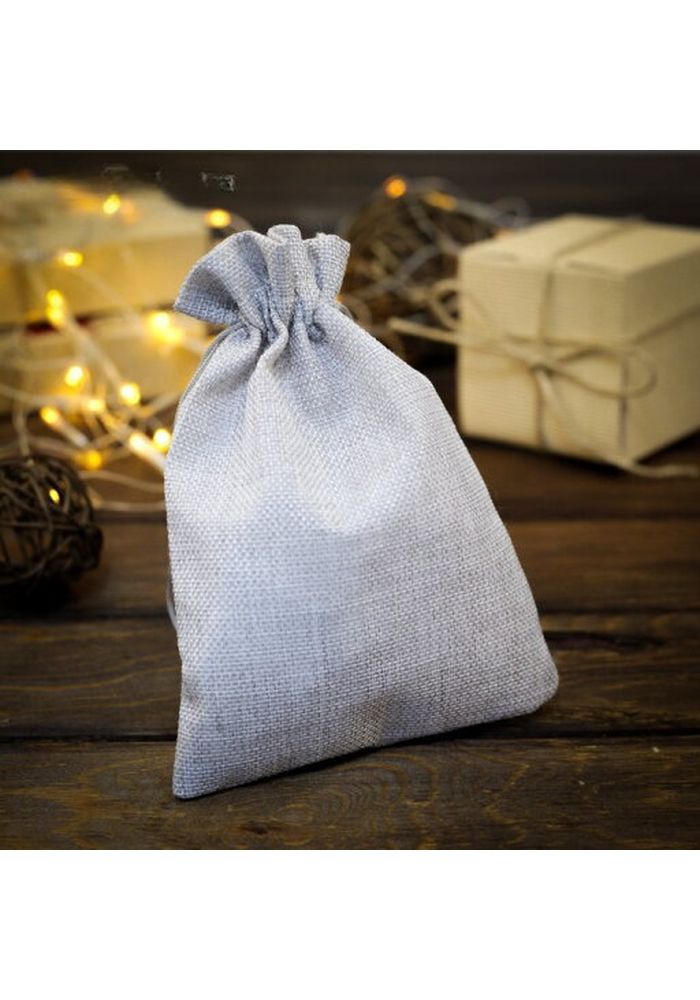 Мешочек для подарка из ткани. Вый. Зеркало в мешочке. Мешочек серый, 15х10 см. Вый.