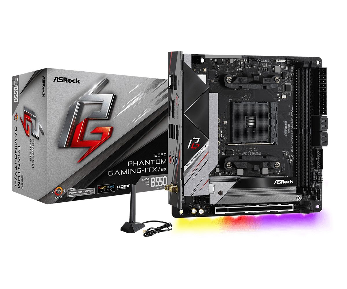 ASRock Материнская плата B550 Phantom Gaming -ITX/AX DDR4