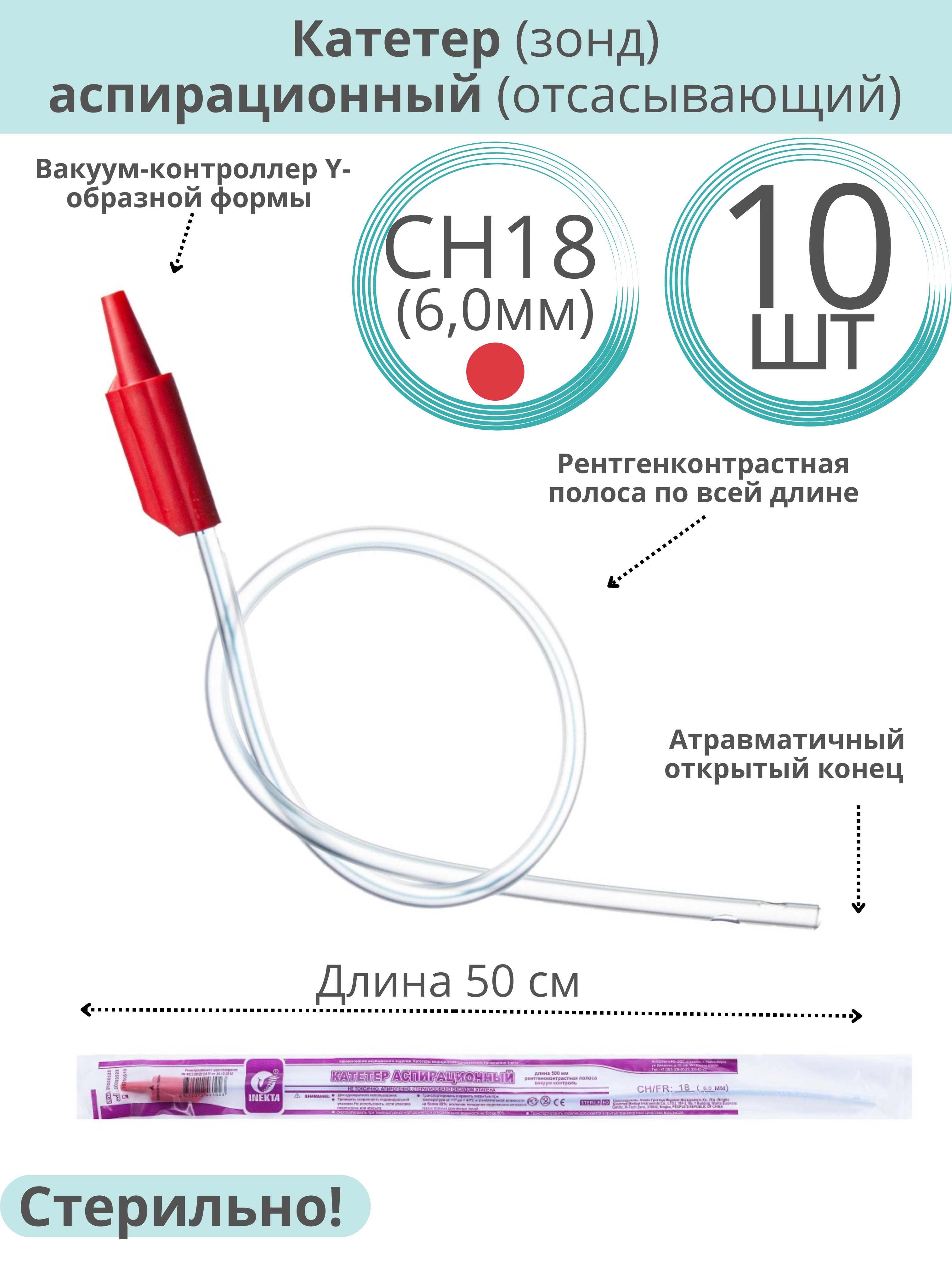 Катетер аспирационный с вакуум контролем СН 06. Катетер аспирационный по Шарьеру. Катетер аспирационный р10 52см.