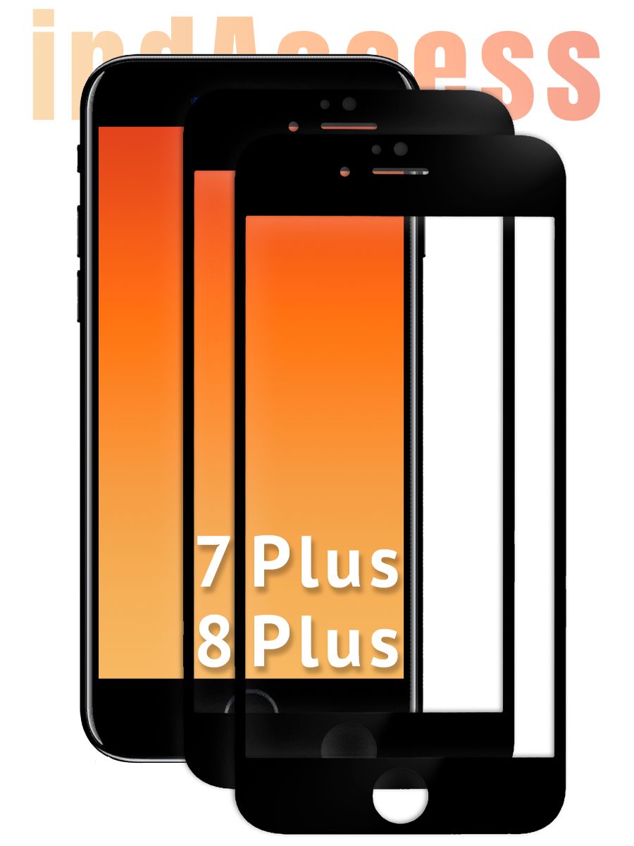 Защитное стекло на Айфон 7 Plus 8 Plus, черное/ indAccess/ 2 шт. - купить с  доставкой по выгодным ценам в интернет-магазине OZON (377636646)