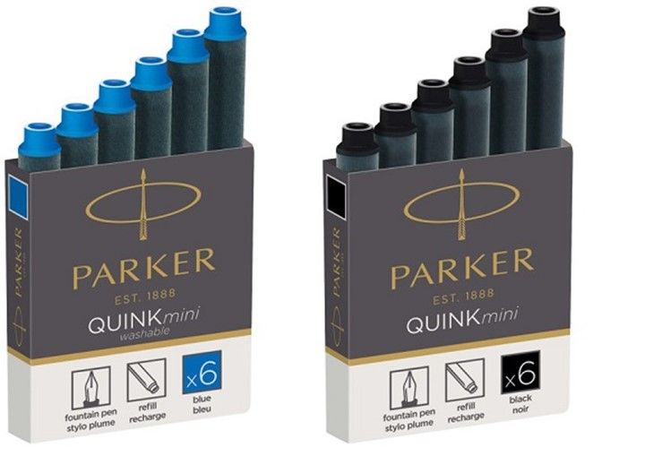 Картриджи Parker 2 упаковки: Quink Mini черные + синие чернила