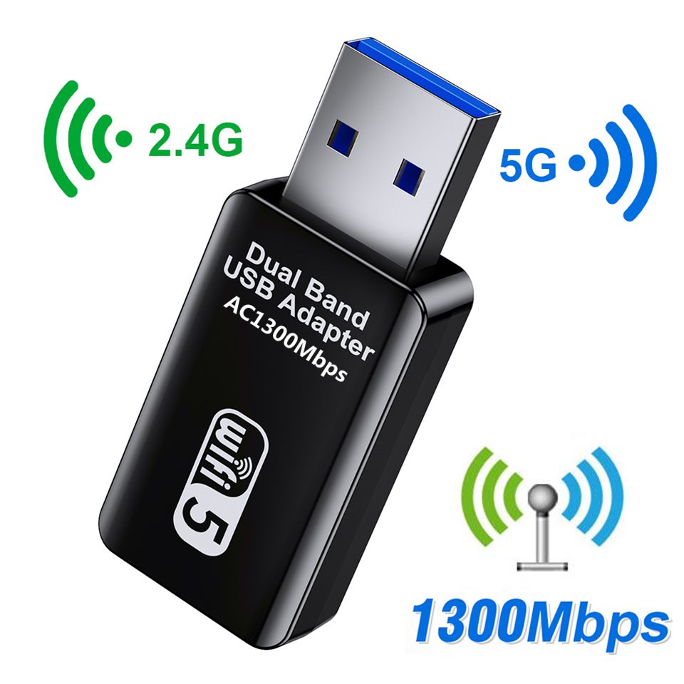 USB wifi адаптер для компьютера 5 ггц AC 1300 Мбит/с wi-fi адаптер для пк  5g 2.4g Сетевые wi fi Двойная частота - купить с доставкой по выгодным  ценам в интернет-магазине OZON (822826374)