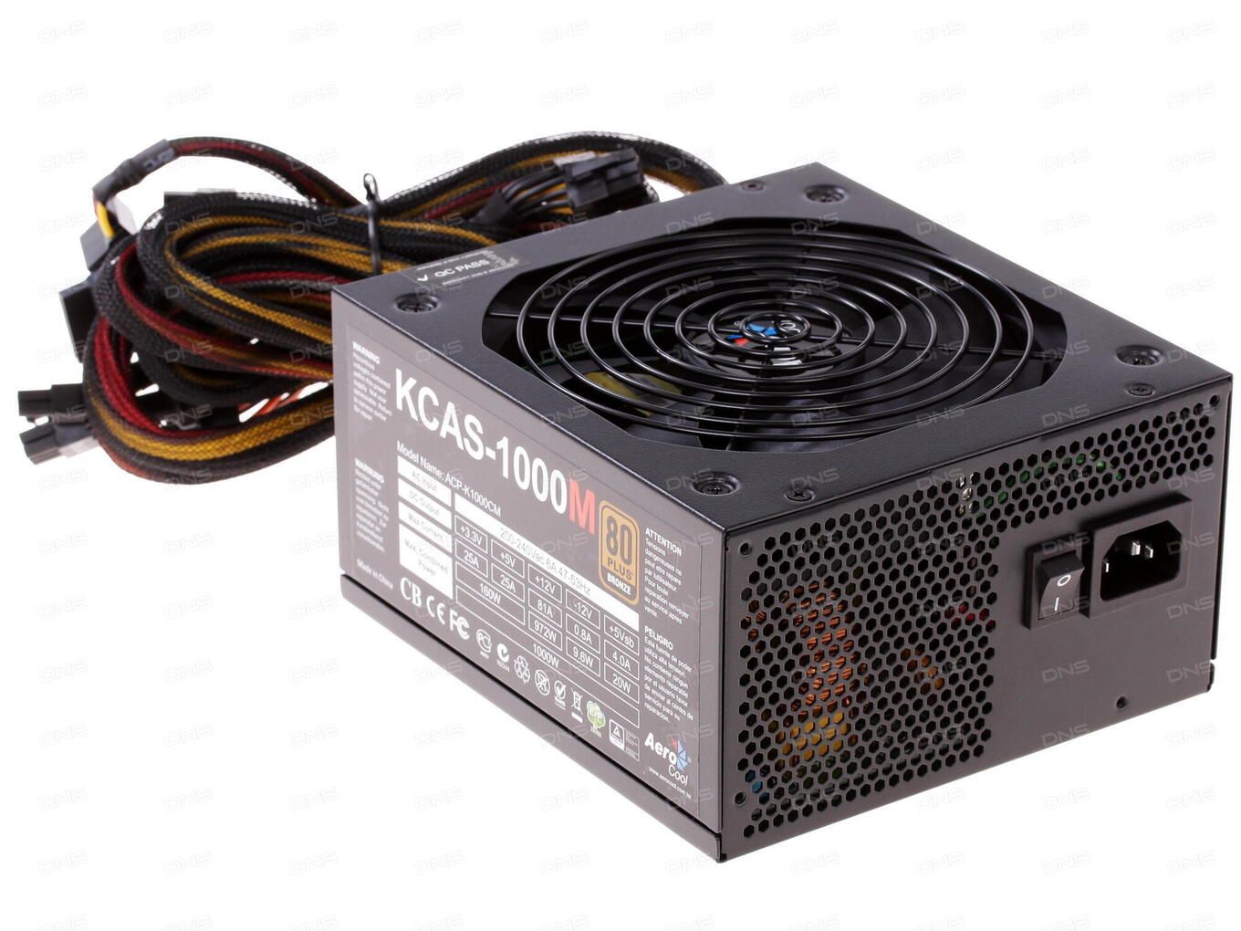 БлокпитанияAerocoolKCAS1000W(KCAS-1000M)черный-1000Вт,80+Bronze,EPS12V,APFC,20+4pin,1x4+4pinCPU,10SATA,6x6+2pinPCI-E.Товаруцененный