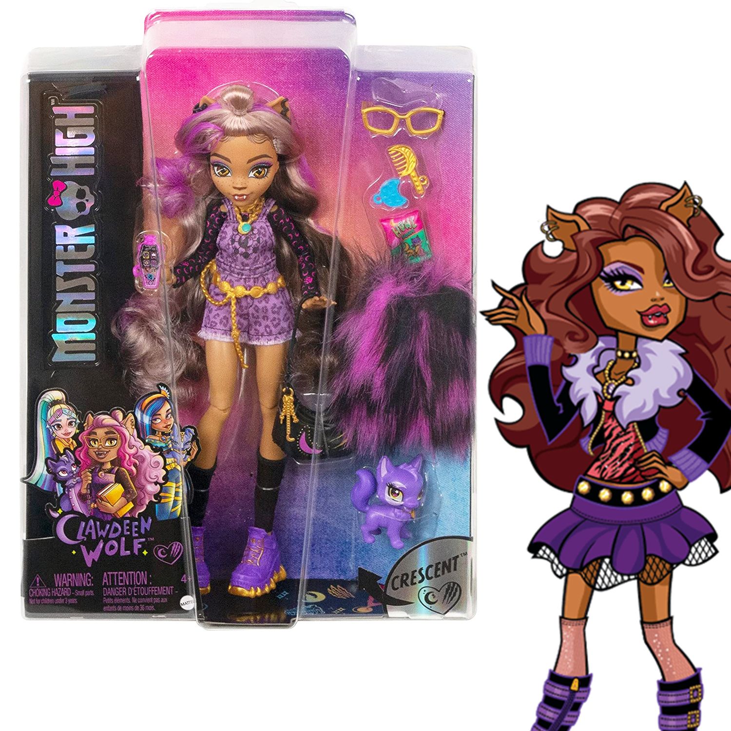 Кукла Клодин Вульф Monster High с питомцем Релиз 2022 - купить с доставкой  по выгодным ценам в интернет-магазине OZON (794753776)