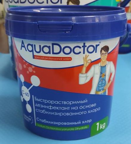 AquaDoctor C-60 1 кг. Быстрый хлор для бассейна в гранулах