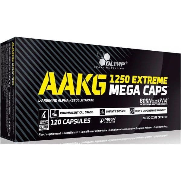 Аргинин альфа-кетоглютарат AAKG EXTREME 1250 MEGA CAPS / ААКГ ЭКСТРЕМ 1250 МЕГА КАПС OLIMP, капсулы по 1420 мг, 120 капсул