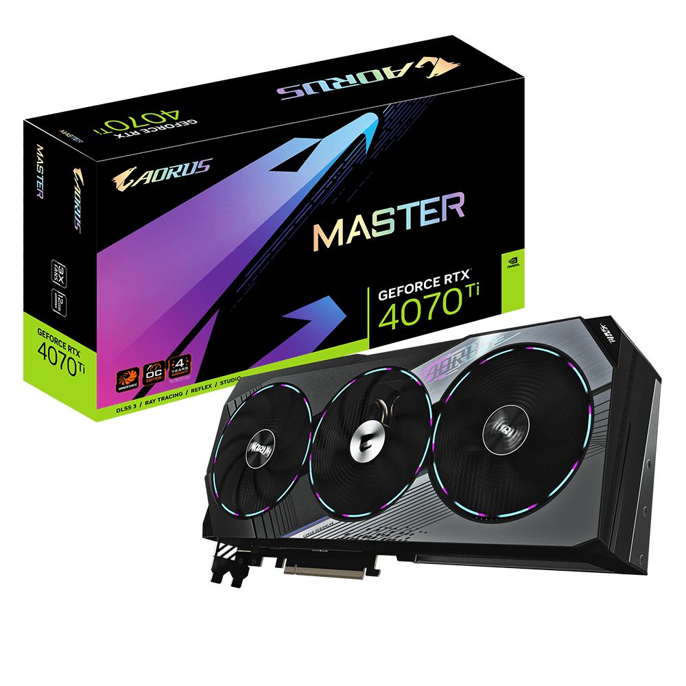 GigabyteВидеокартаGeForceRTX4070TiAORUSMASTER12ГБ(GV-N407TAORUSM-12GD).Уцененныйтовар