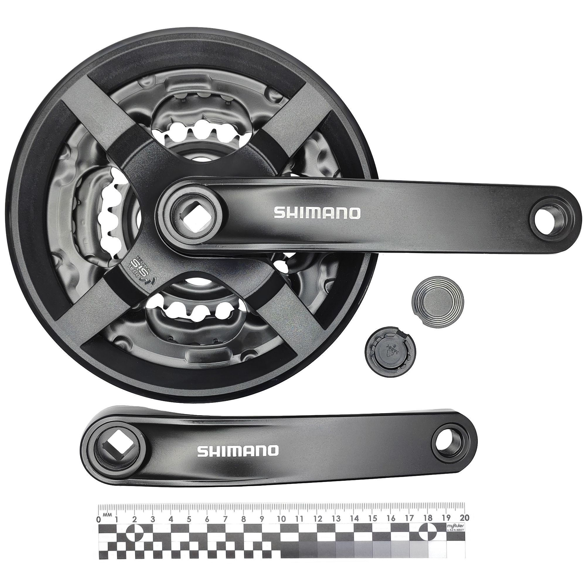 Shimano Шатуны для велосипедов FC-TY301, шатун 170 мм, под квадрат, звезды 42/34/24, с защитой, черный — Товары для велоспорта