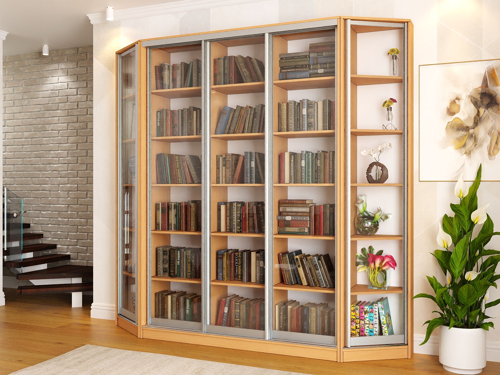 маленький книжный шкаф со стеклянными дверцами