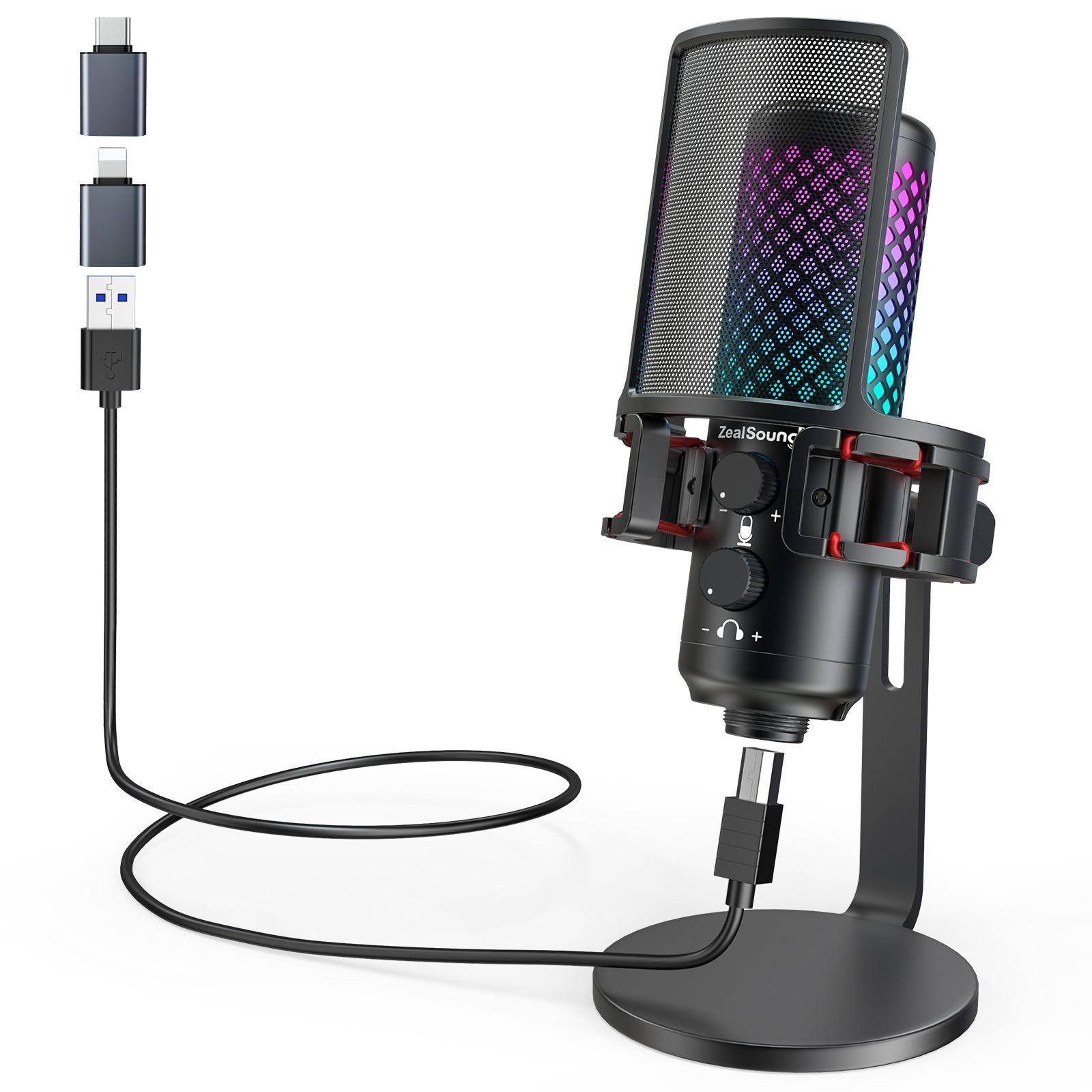 Микрофон для гейминга. ZEALSOUND Mic. Микрофон RGB. Микрофон для подкастов. Микрофон для ПК.