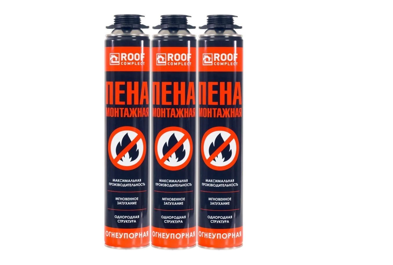 Пенамонтажная850млпрофессиональнаяогнеупорнаяROOFCOMPLEKTB1(345841)3шт