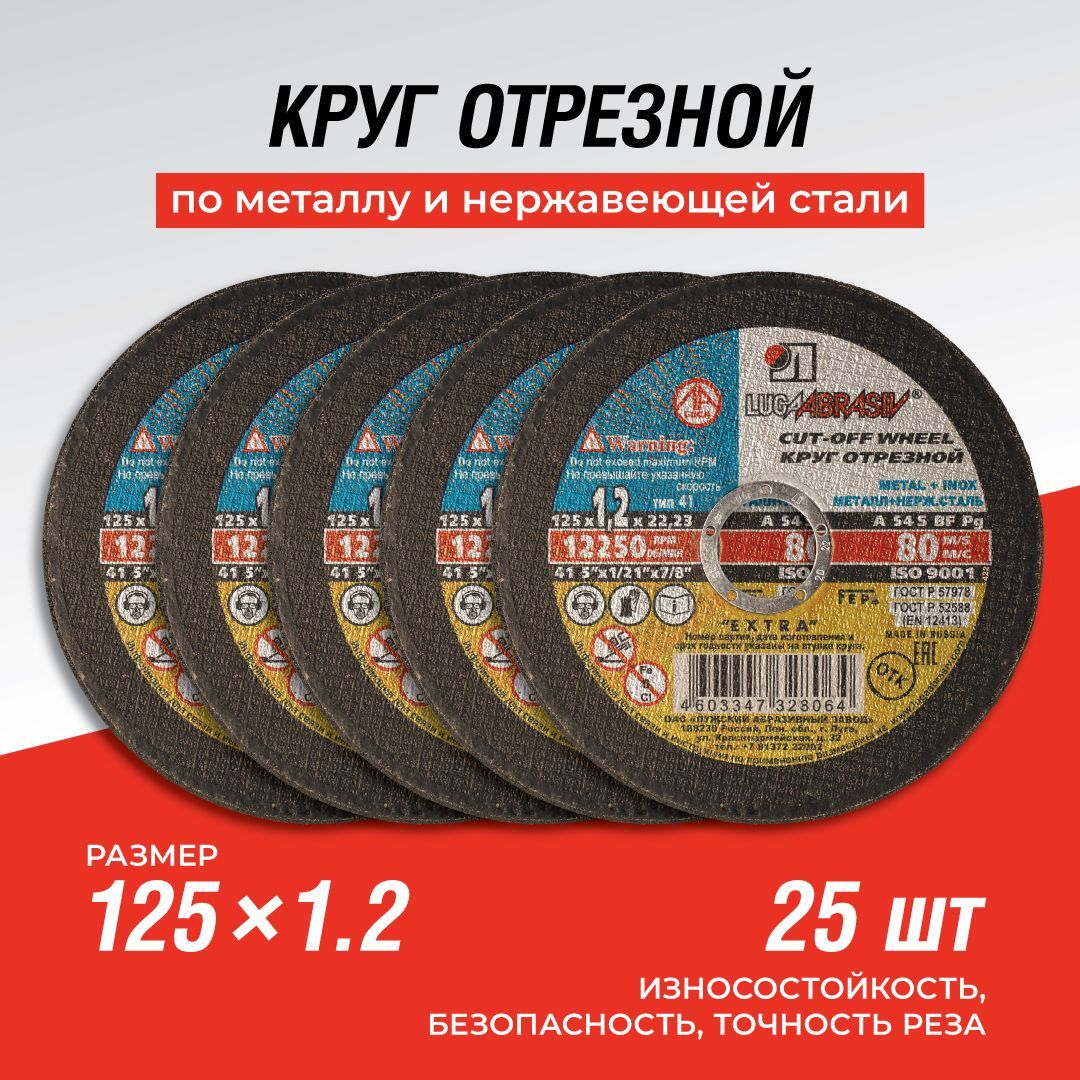 Круг отрезной 125 x 1.2 x 22.23