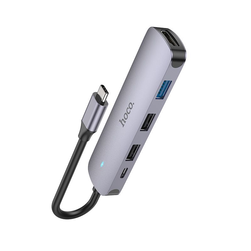 Хаб- Адаптер USB Multifunction/ HOCO HB27/ Type-c TO Usb Type-c + USB2.0x2 + USB3.0 + HDTV (HDMI)