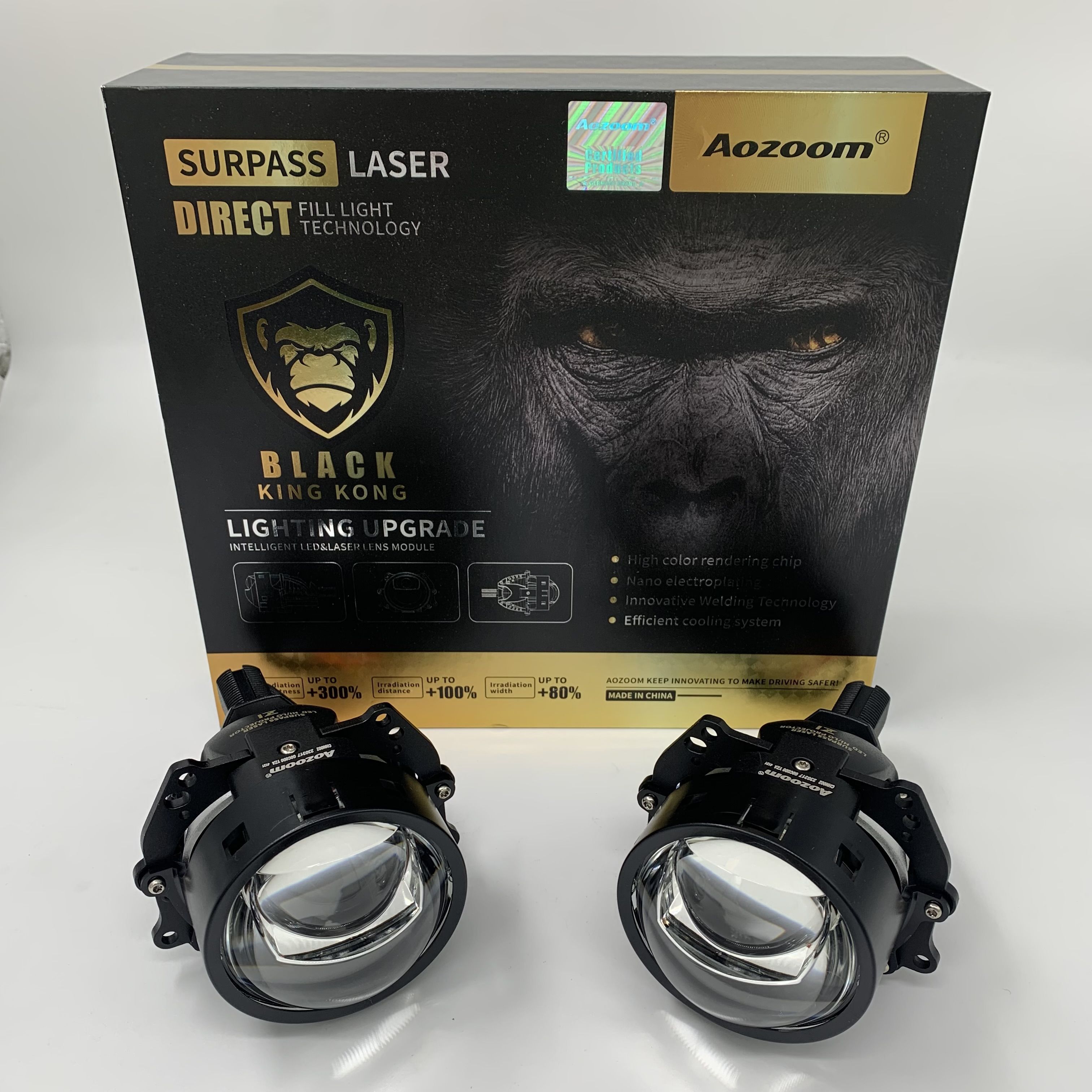 Светодиодные модули дальнего/ближнего света Black King Kong 12V BI LED 3" (2 линзы, комплект)