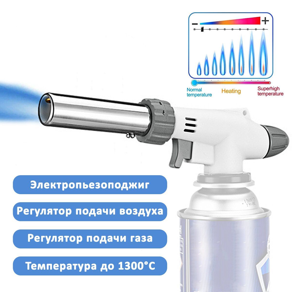 Газовая горелка с пьезоподжигом насадка на цанговый баллон / туристическая горелка