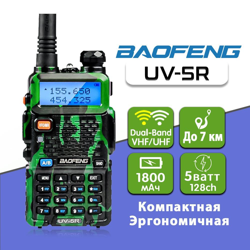 Рация Баофенг Baofeng UV-5R, Цвет Зеленый