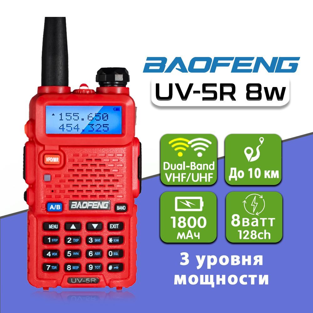 Радиостанция Baofeng UV-5R 8W (3 режимa мощности)_желтый, 128 каналов -  купить по доступным ценам в интернет-магазине OZON (692757109)