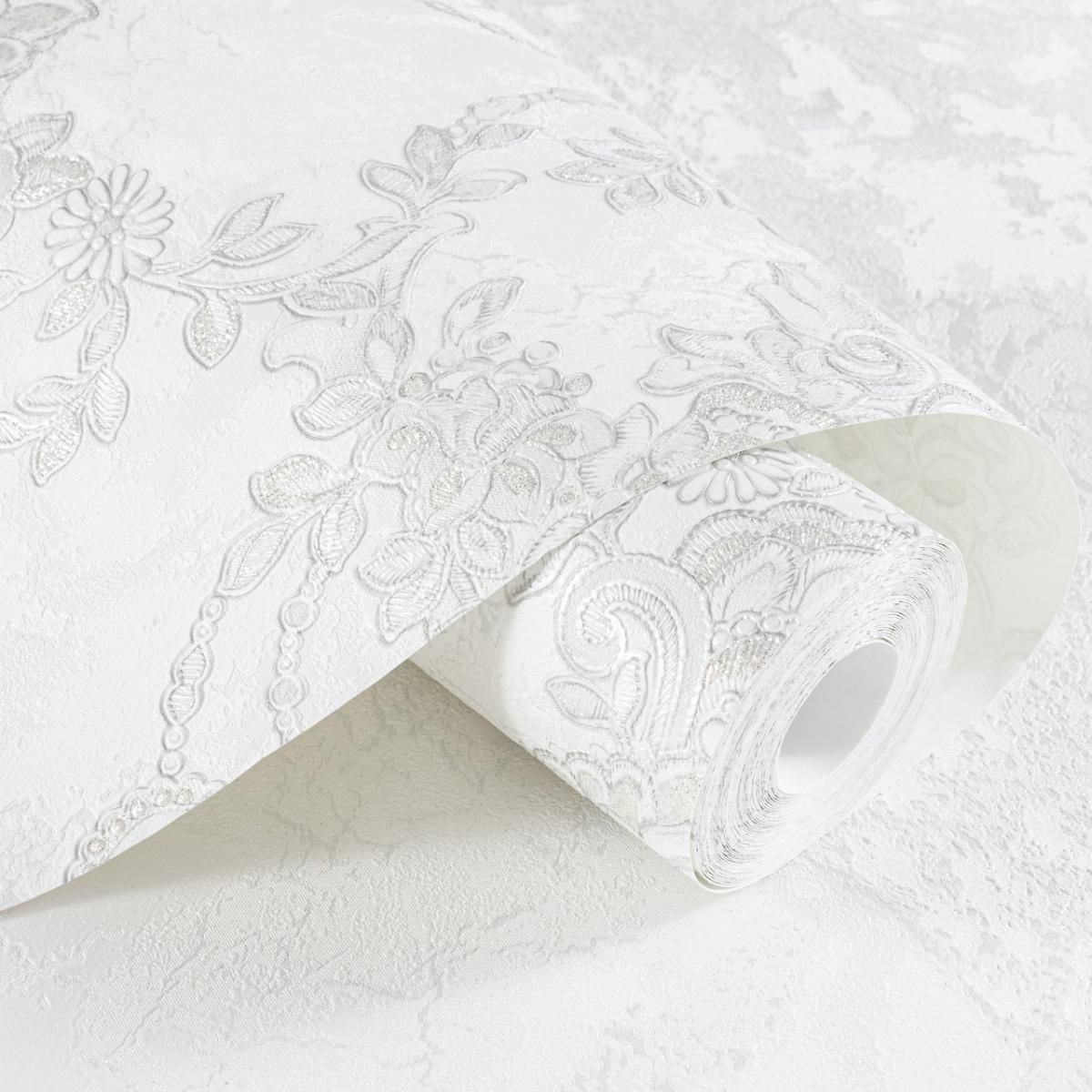 Обои Артекс Marble 1.06 на 10.05 MB10536-01 на флизелиновой основе метровые, цвет белый, моющиеся, рисунок винтажный