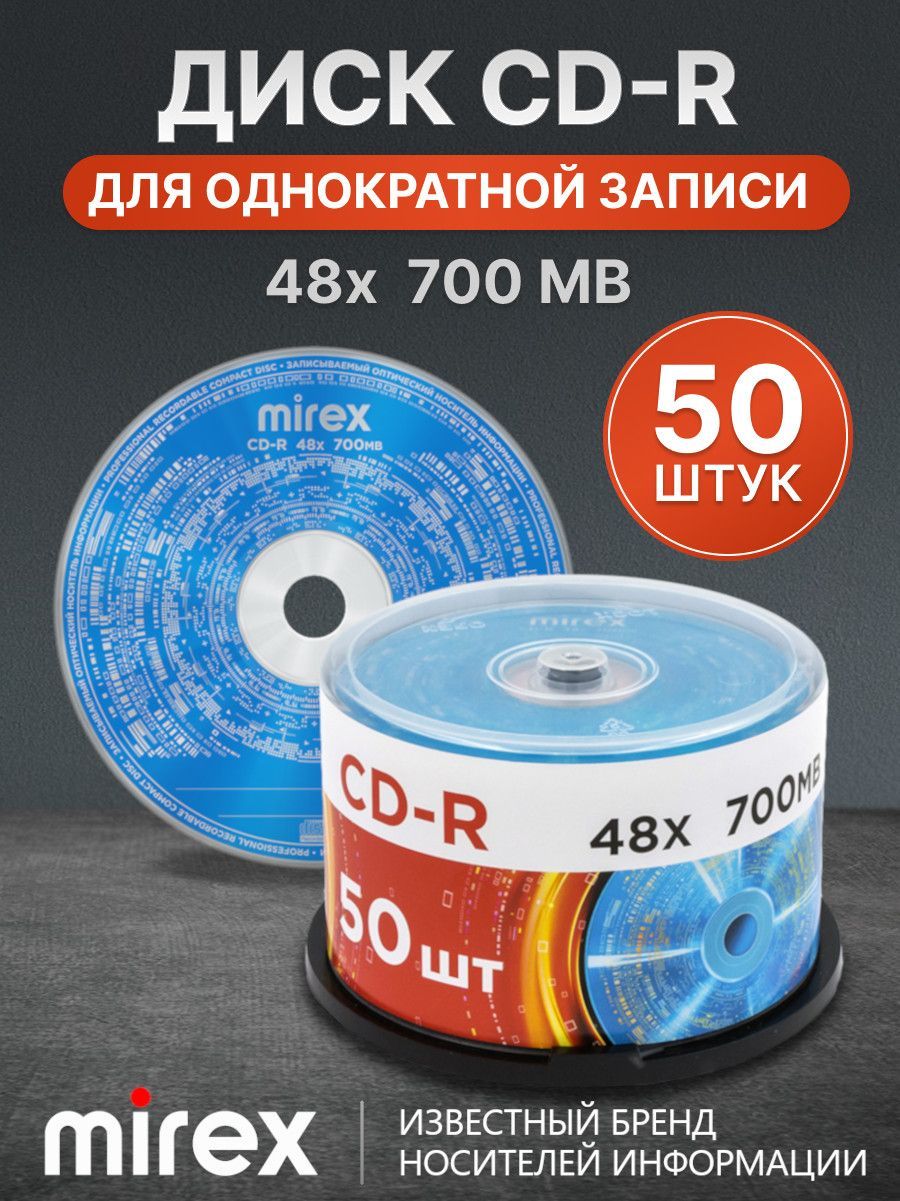ДискидлязаписиCD-RMirex48X700МБCakebox50шт