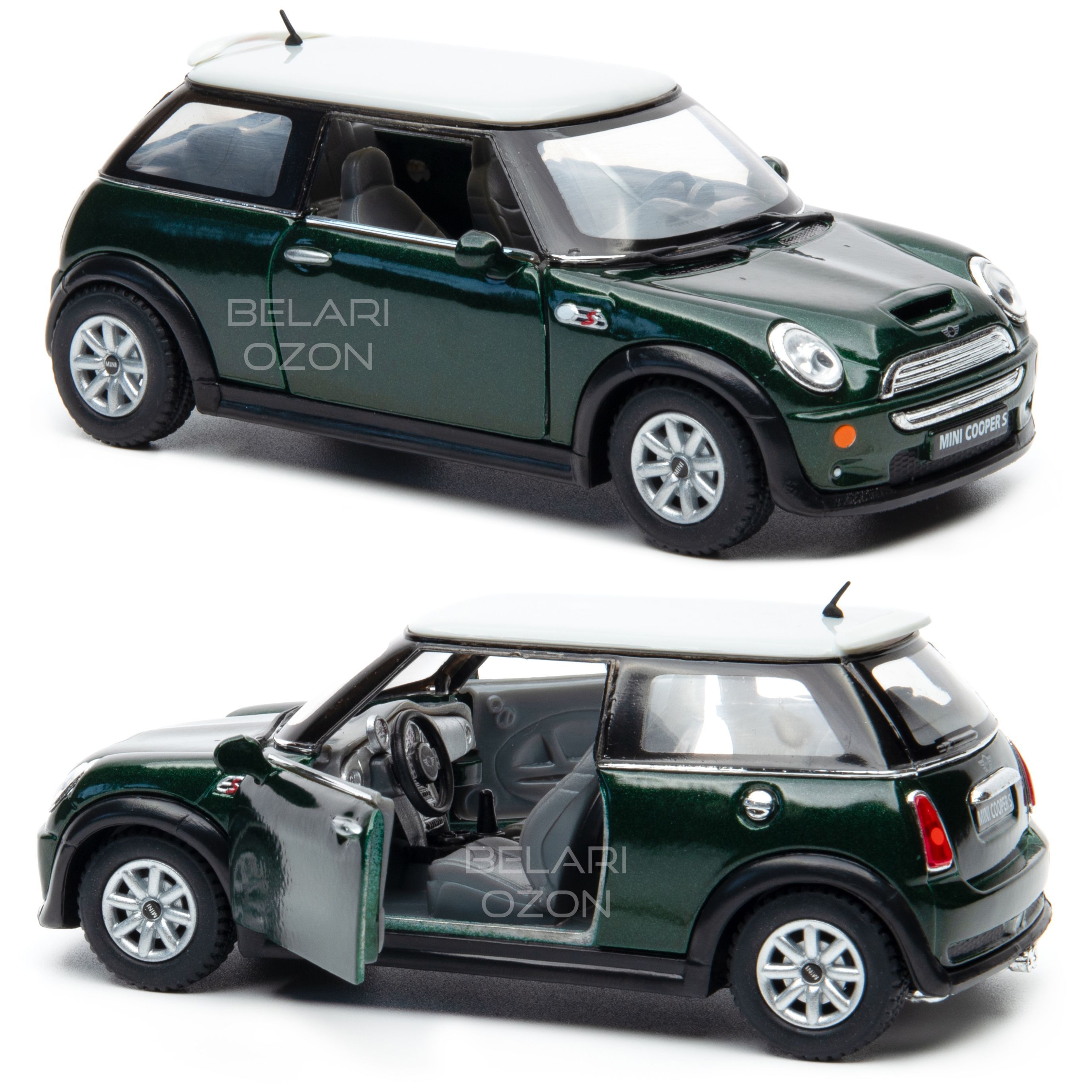 Машинка металлическая Kinsmart 1:28 Mini Cooper S (Мини Купер) KT5059D  инерционная, двери открываются / Зеленый - купить с доставкой по выгодным  ценам в интернет-магазине OZON (840941721)