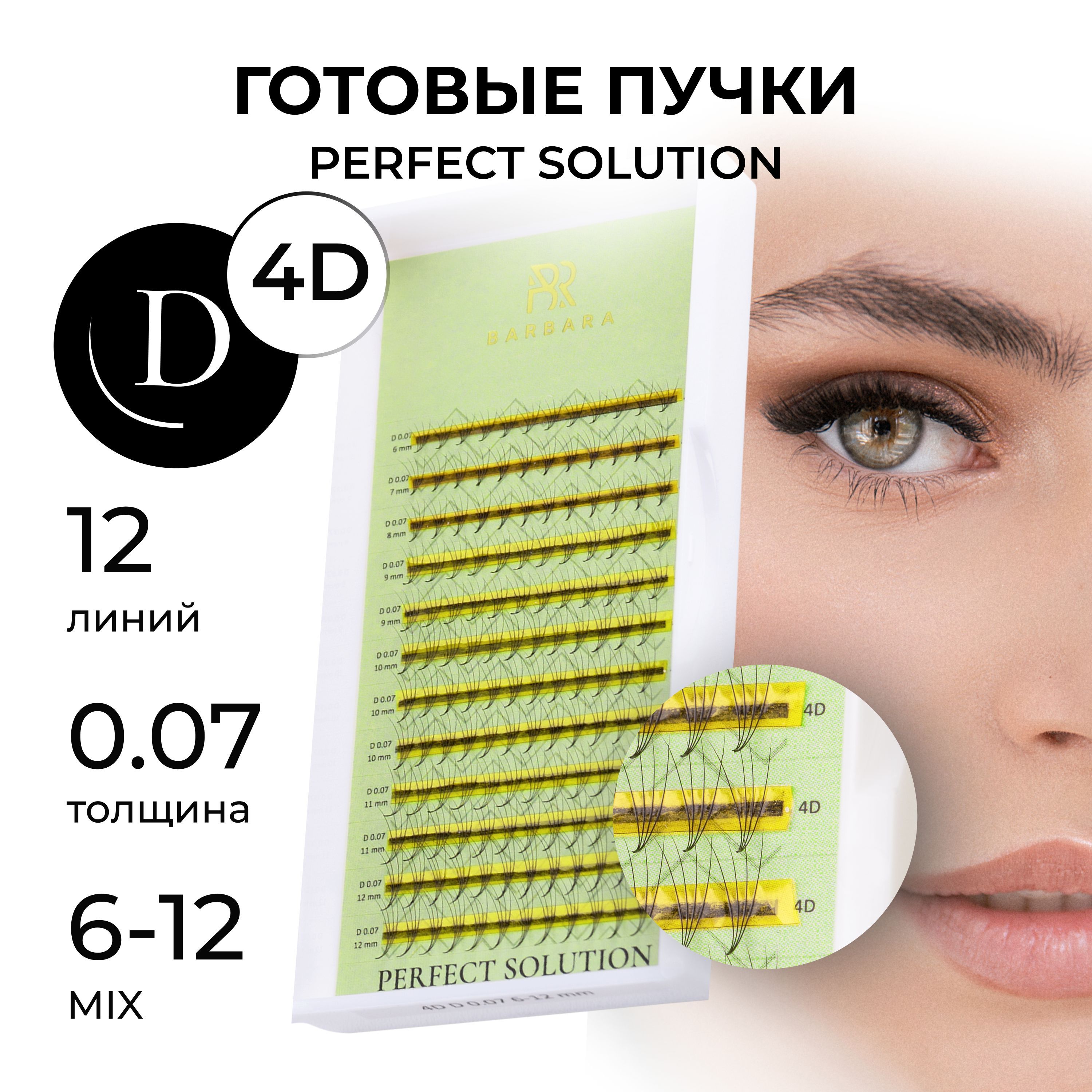 Готовые пучки для наращивания ресниц Барбара 4D (D 0.07 6-12mm) купить на OZON по низкой цене (1121894459)