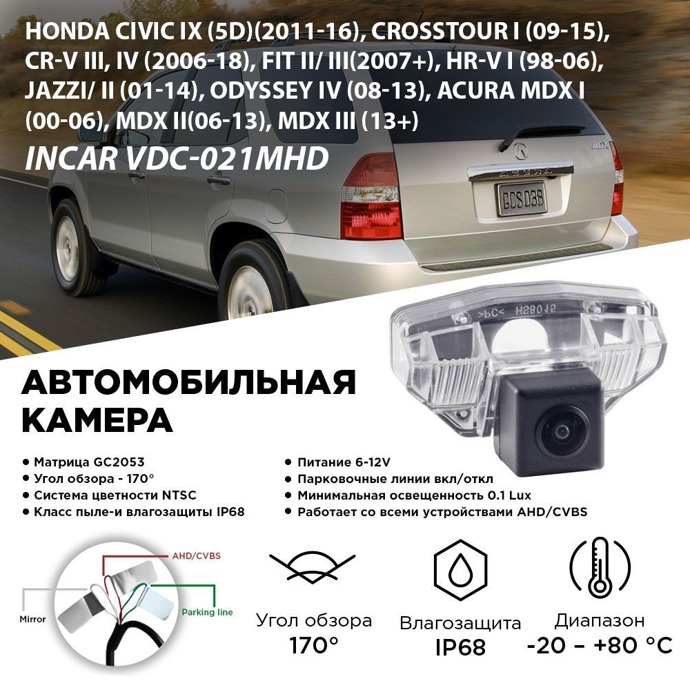 Камера заднего вида InCar VDC-021MHD купить по выгодной цене в  интернет-магазине OZON (1178407475)